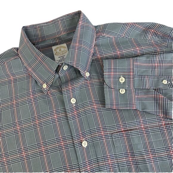 Mens Brooks Brothers Golden Fleece Regent LS Button Down Shirt Large Green Plaid - Picture 1 of 6